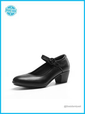 Women's Mary Jane Low Chunky Dress Pumps Faux Leather Block Heel